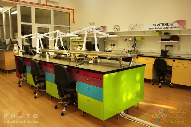 In the new lab own designed and self made furniture helps the ergonomic workflow.