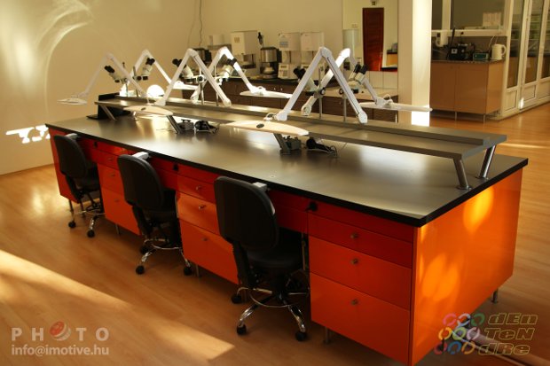 In the new lab own designed and self made furniture helps the ergonomic workflow.-2